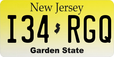 NJ license plate I34RGQ