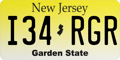 NJ license plate I34RGR