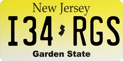 NJ license plate I34RGS