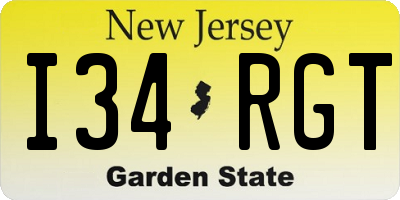 NJ license plate I34RGT
