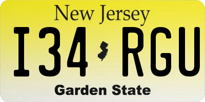 NJ license plate I34RGU