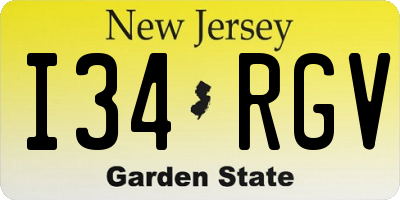 NJ license plate I34RGV