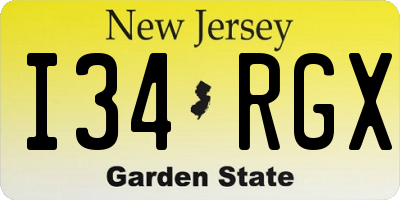 NJ license plate I34RGX