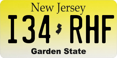 NJ license plate I34RHF