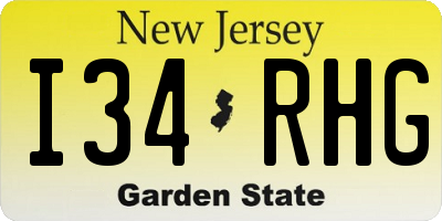 NJ license plate I34RHG