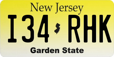 NJ license plate I34RHK