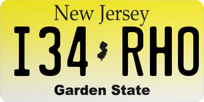 NJ license plate I34RHO