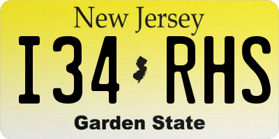 NJ license plate I34RHS