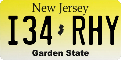 NJ license plate I34RHY