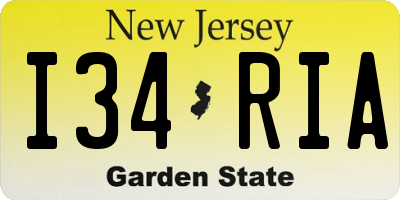 NJ license plate I34RIA