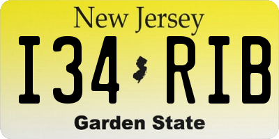 NJ license plate I34RIB