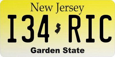 NJ license plate I34RIC