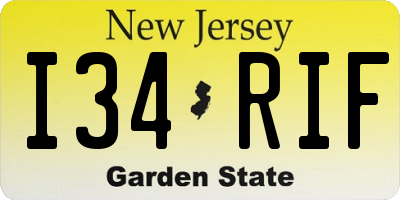 NJ license plate I34RIF