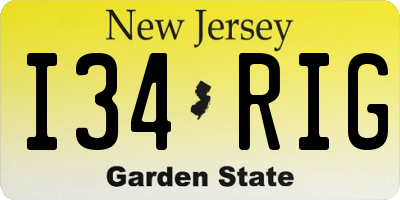 NJ license plate I34RIG