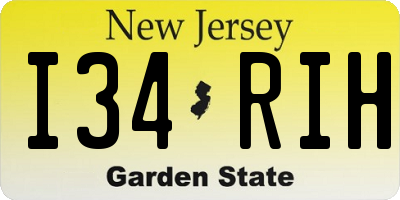 NJ license plate I34RIH