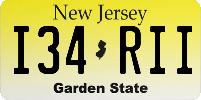 NJ license plate I34RII