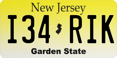 NJ license plate I34RIK