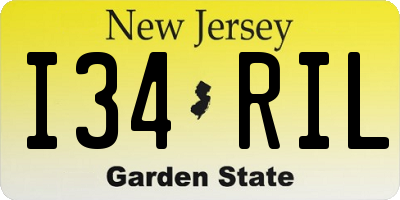 NJ license plate I34RIL