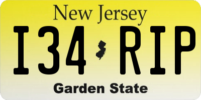 NJ license plate I34RIP