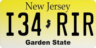 NJ license plate I34RIR