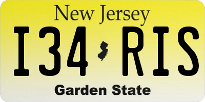 NJ license plate I34RIS