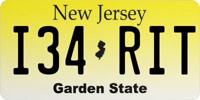 NJ license plate I34RIT