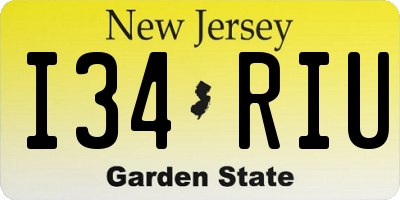NJ license plate I34RIU