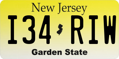 NJ license plate I34RIW