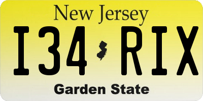 NJ license plate I34RIX