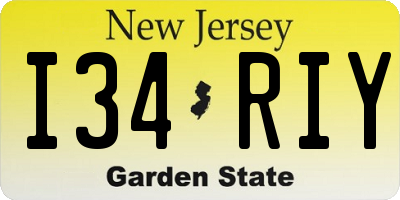 NJ license plate I34RIY