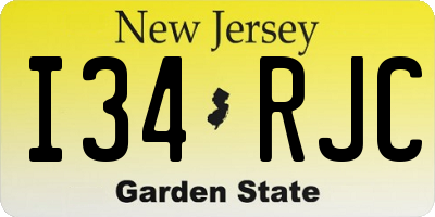 NJ license plate I34RJC