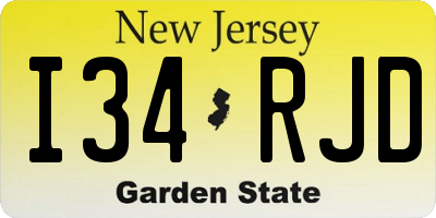 NJ license plate I34RJD