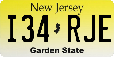 NJ license plate I34RJE