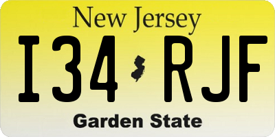 NJ license plate I34RJF