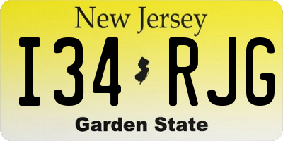 NJ license plate I34RJG
