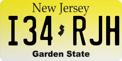 NJ license plate I34RJH
