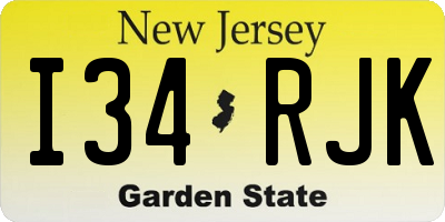 NJ license plate I34RJK