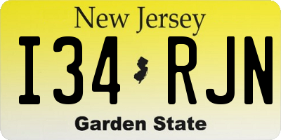 NJ license plate I34RJN