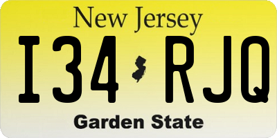 NJ license plate I34RJQ