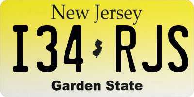 NJ license plate I34RJS