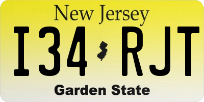 NJ license plate I34RJT