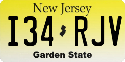 NJ license plate I34RJV