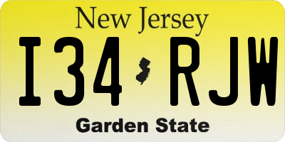 NJ license plate I34RJW