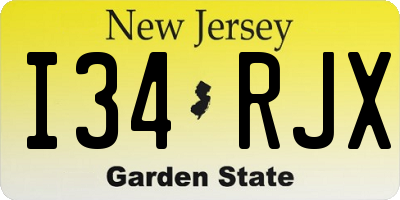 NJ license plate I34RJX