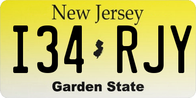 NJ license plate I34RJY