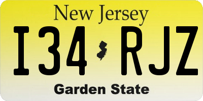 NJ license plate I34RJZ