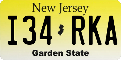 NJ license plate I34RKA