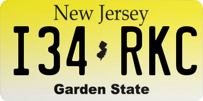 NJ license plate I34RKC