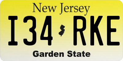 NJ license plate I34RKE