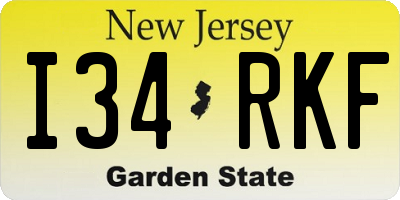 NJ license plate I34RKF